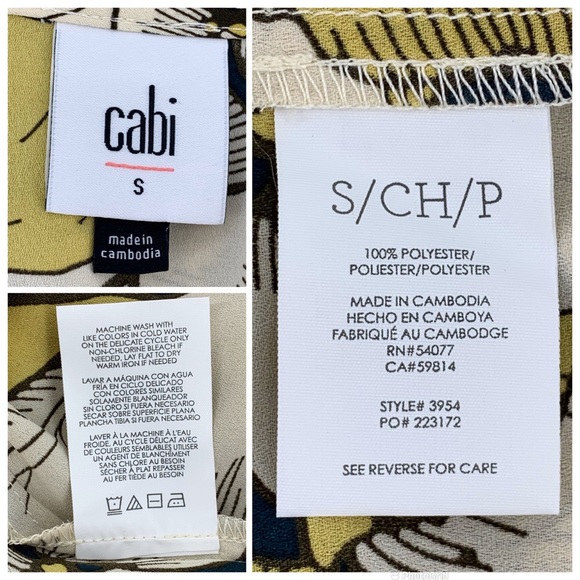 Cabi Sequel Blouse #3954, Yellow Floral V-Neck Long Sleeve Blouse, Small - Picture 16 of 16